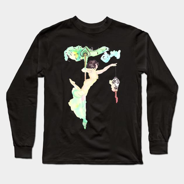 Green fairy pole dancer Long Sleeve T-Shirt by LaBellaCiambella